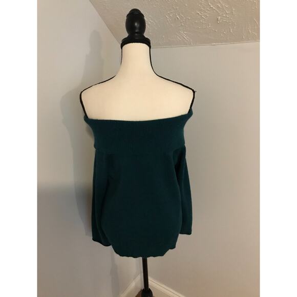 by Anthropologie Shelby Pullover Off-the-Shoulder Teal Sweater - Size Small - Picture 4 of 8